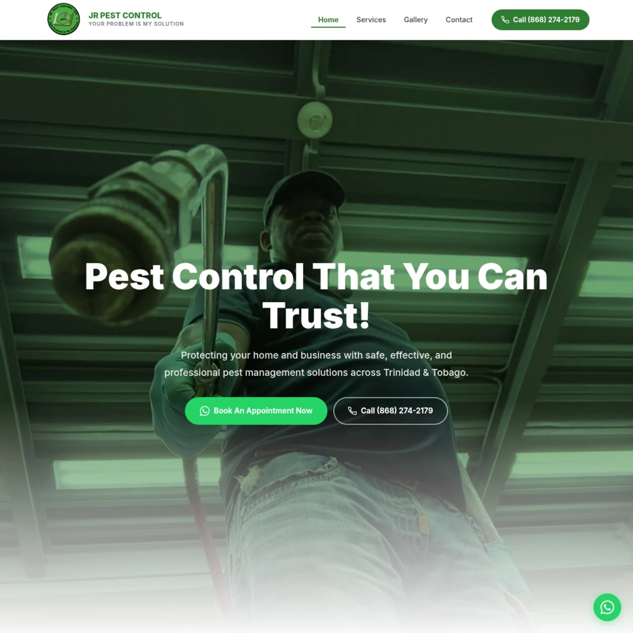 Screenshot of JR Pest Control website
