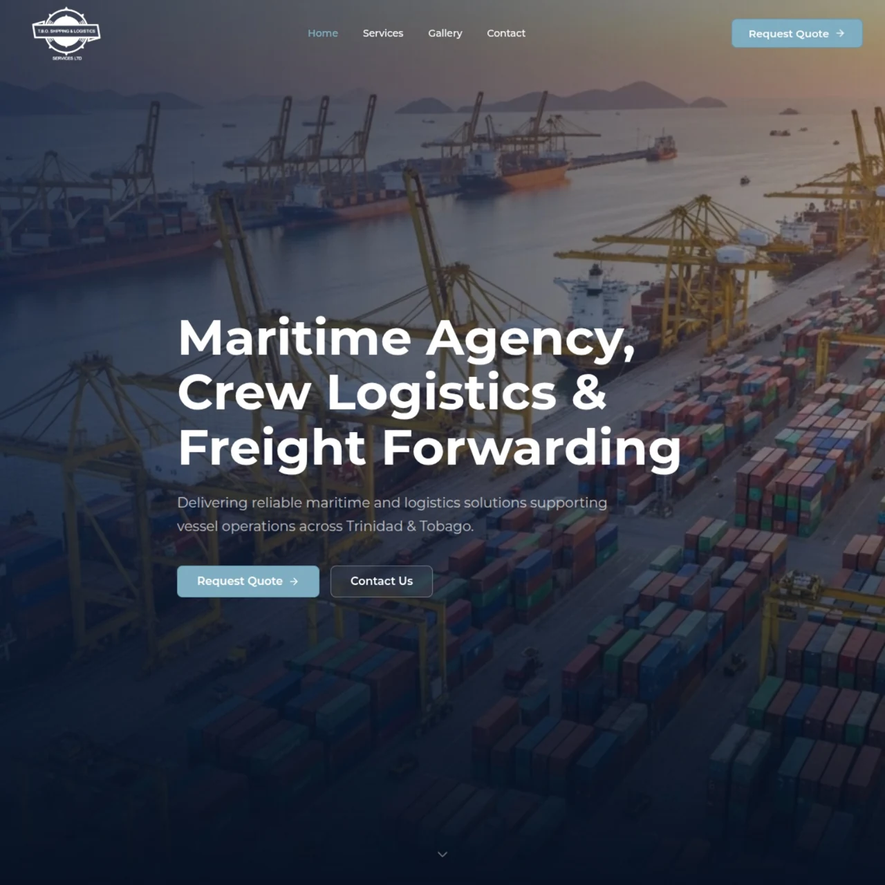 Screenshot of TBO Shipping & Logistics website