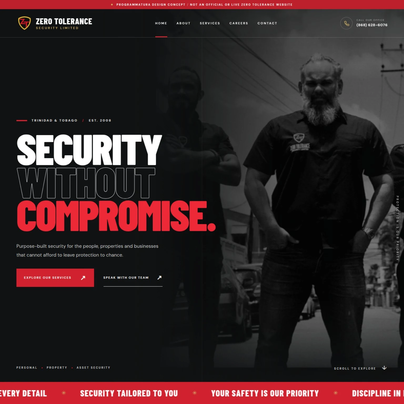 Screenshot of Zero Tolerance Security Limited website